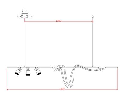 08039-180A,19 Подвес диммируемый Кайли черный L182 h120 Led 2*60W+GU10 3*3W(4000K) с пультом ДУ