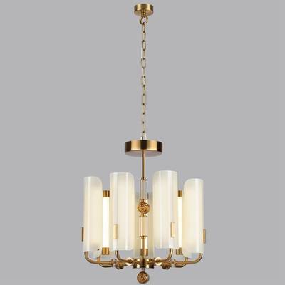 5467/35L MODERN ODL_EX26 белый/коричневый/античная бронза/металл/стекло/декор металл Люстра LED x 35W (5W*7) 3000K LION