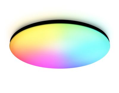 Потолочный светодиодный светильник с Wi-Fi Яндекс Алисой/Tuya/Smart Home/Alexa FZ2005 BK черный IP54 25W 3000K-6500K+RGB D370*55 (ПДУ ИК)