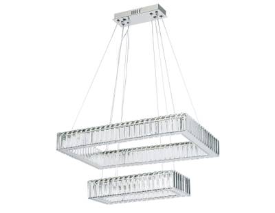 Подвесная светодиодная люстра с хрусталем TR5005/2 CH/CL хром/прозрачный 90W 3000K/4200K/6400K 600*400*950 (Без ПДУ)