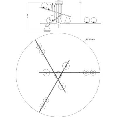 Люстра на штанге Arte Lamp JACOB A7029PL-9BK, 9хE27