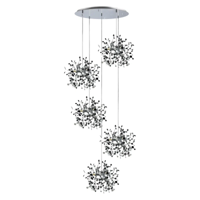 L5PR721134 Подвес пятерной круглый EXTRA 5x3x5W(led) G9 (721134 - 5 + 572154 -1) ХРОМ Lightstar