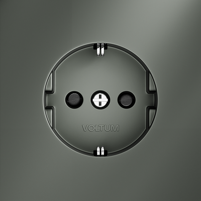 VLS040206 Розетка встраиваемая VOLTUM S70 с заземлением и защитными шторками, 16А, (титан) (ТМ Maytoni)