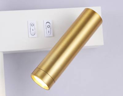 Светильник светодиодный настенный с выключателем FL5207/2 SWH/GD белый песок/золото LED 4200K 7W+5W 500*160*111.5