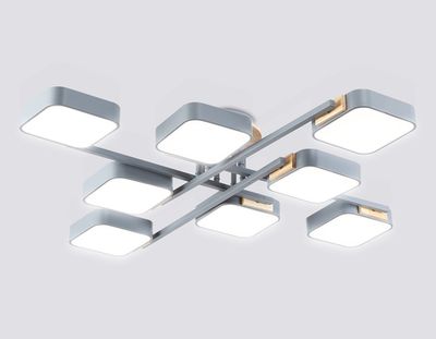 Светильник светодиодный подвесной FL4889/8 GR/WD серый/дерево 144W 3000-6000K 960*960*160 (без ПДУ)