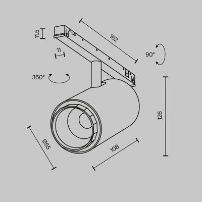 Трековый светильник Фокус / Focus Zoom Exility X 3000K 12Вт 10-45°, TR244-12W3K-B. TM Maytoni