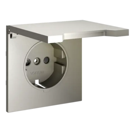 VLS000804 Накладка для розетки с заземлением, защитными шторками и крышкой, S70 (шелк). (ТМ Maytoni)