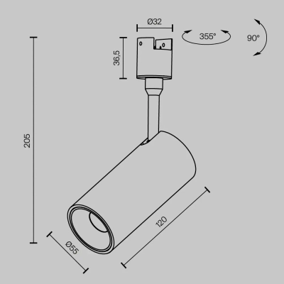 Трековый светильник Фокус / Focus Led Elasity 3000K 15Вт 36°, TR163-1-15W3K-M-B. TM Maytoni