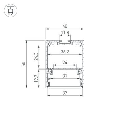 Профиль IP-LINE-4050-2000 ANOD (Arlight, Алюминий)