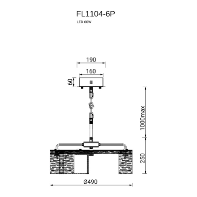 Люстра подвесная De Palais FL1104-6P, LED