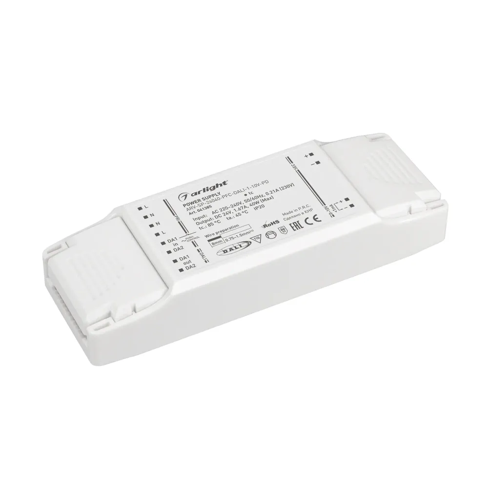 Блок питания ARV-SP-24040-PFC-DALI-1-10V-PD (24V, 1.67A, 40W) (Arlight, IP20 Пластик, 5 лет) Блок питания ARV-SP-24040-PFC-DALI-1-10V-PD (24V, 1.67A, 40W) (Arlight, IP20 Пластик, 5 лет)