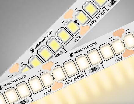 Светодиодная лента GS1501 2835 240Led/ 19.2W m/ 12V IP20 3000K/ 5000*10*1.2mm/ кратность резки 25mm (2 конт.)