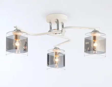 Светильник потолочный TR303217/3 WH/CH/SM белый/хром/дымчатый E27*3 max 60W D540*250