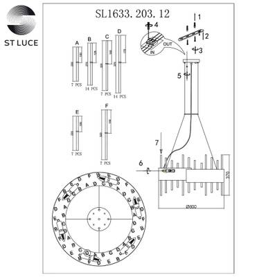 SL1633.203.12 Люстра подвесная ST-Luce Матовое золото/Матовое золото,Прозрачный E14 12*40W