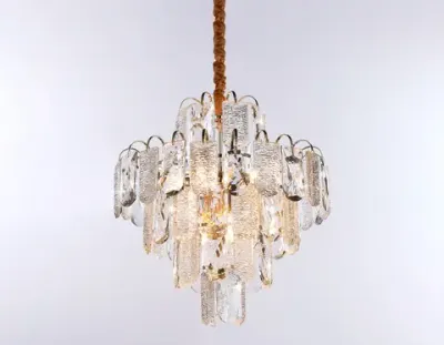 Подвесная люстра с хрусталем TR5231/9 SGD/CL/FR золото/прозрачный/белый матовый E27*9 max 40W D500*530
