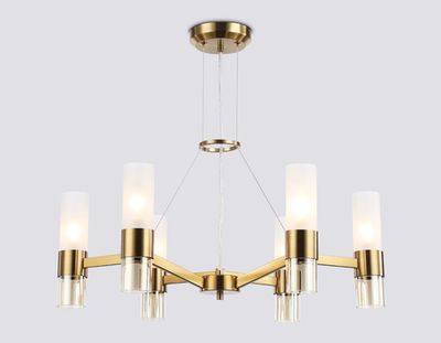 Светильник подвесной LH55114/6 BS/FR/TI латунь/белый матовый/янтарь E14*6 max 40W D650*1080