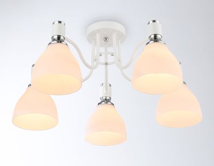 Светильник потолочный TR303305/5 WH/CH/FR белый/хром/белый матовый E27*5 max 60W D600*270