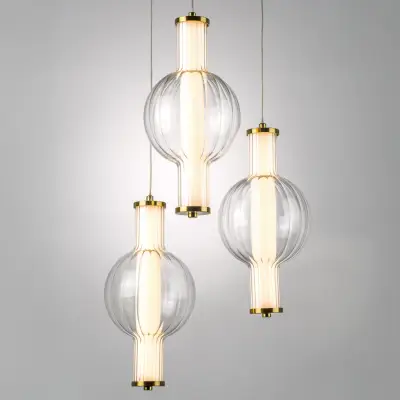 800133 Люстра BOTTO LED 3х6W 1820LM ЛАТУНЬ/ПРОЗРАЧНЫЙ/БЕЛЫЙ 3000K Lightstar