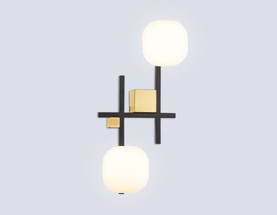 Светильник настенный LH51019/2 BK/BS/FR черный/латунь/белый матовый G9*2 max 28W 230*170*480