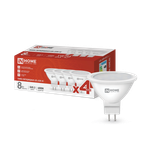 Лампа светодиодная LED-JCDR-VC 4PACK 8Вт 230В GU5.3 4000К 720лм (уп.4шт) IN HOME 4690612047928