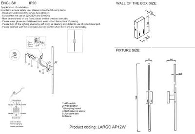 Бра Crystal Lux LARGO AP12W BLACK 0780/412