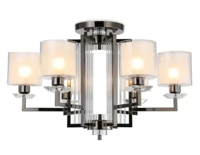 Потолочная люстра TR4422/6 DCH/CL/FR черный хром/прозрачный/белый матовый E27*6 max 40W D748*463 (лампы LED E27*6 10W 4200K в комплекте)