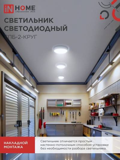 Светильник светодиодный СПБ-2-КРУГ 24Вт 6500К 1700лм 230В 310мм бел. IN HOME 4690612033181