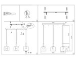 Светильник подвесной TR97118/3 GD/BK золото/черный E27*3 max 40W D130*113*1200