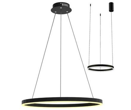 08212,19A(3000K) Подвесной светильник ТОР черный d40 h150 Led 24W (3000K) 2 типа крепления