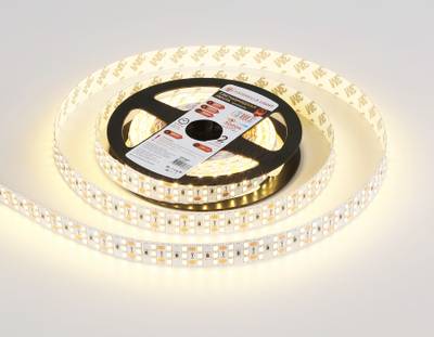 Светодиодная лента трехрядная GS3901 2835 324Led/ 26W m/ 24V IP20 3000K/ 5000*18*1.2mm/ кратность резки 18.5mm (2 конт.)