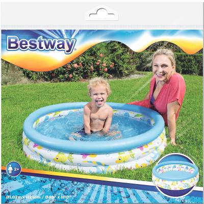 Бассейн круглый надувной 102*25 см, 101 л, "Океан" 51008 Bestway