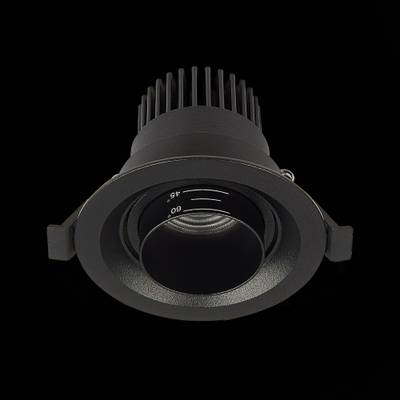 ST701.438.07 Св-к встр. Zoom Черный LED 1*7W 3000K 560Lm Ra 15°-60° IP20 D90xH65 170-240V