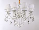 Подвесная люстра с абажурами и хрусталем TR4548/8 WH/SL белый/серебро E14/8 max 40W D680*545