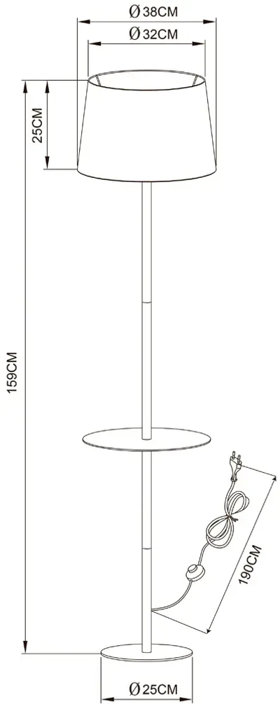 Торшер Arte Lamp CONNOR A2102PN-1WH, 1хE27