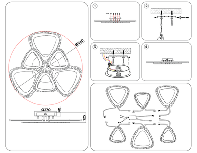 Светильник потолочный светодиодный с пультом FA4512/3+3 WH белый 80W 4200K/3000K/6400K D640*120 (ПДУ ИК)