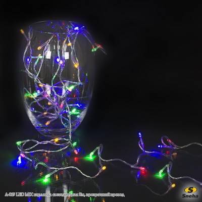 A-019 LED MIX гирлянда светодиодная 5м, прозрачный провод
