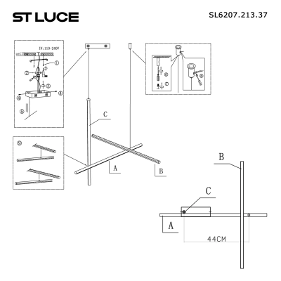 SL6207.213.37 Светильник подвесной ST-Luce Матовое золото LED 1*37W 3000K