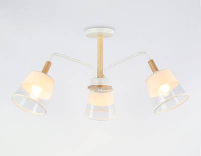 Светильник подвесной TR4737/3 WH/LW белый/светлое дерево E27/3 max 40W D760*350