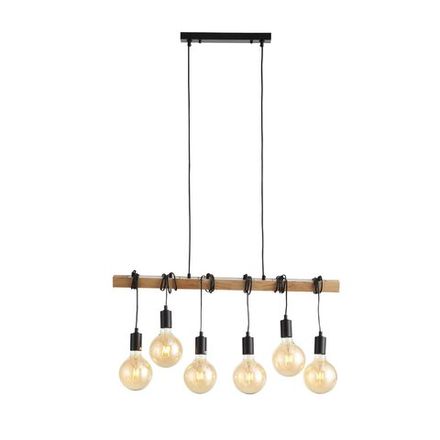 SL1142.403.06 Светильник подвесной Черный, Светлое дерево E27 6*60W