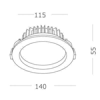 ST752.538.18 Св-к встр. Белый LED 1*18W 3000K 1 440Lm Ra80 100° IP44 D140xH52 100-240VV