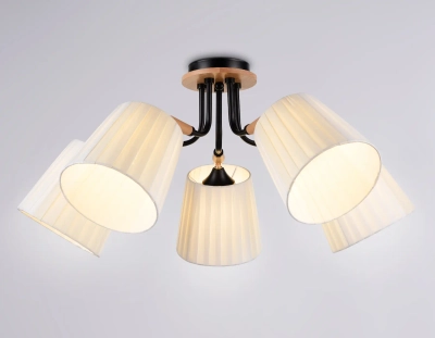 Светильник потолочный TR4733/5 BK/LWD черный/светлое дерево E27/5 max 40W D610*270
