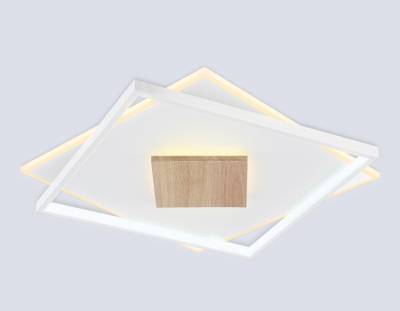 Светильник светодиодный потолочный FL4790 WH/WD белый/дерево 77W 3000-6000K 515*515*50 (без ПДУ)