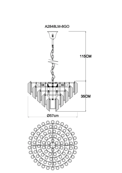 Подвесная люстра Arte Lamp JASTIN A2848LM-8GO, 8хE14