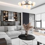 8375/9C MODERNI LN черный/латунь/белый, металл/стекло Люстра потолочная E27 9*60W 220V ELRONA