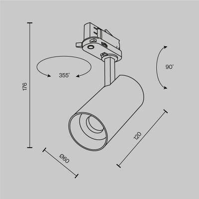 Трековый светильник Focus Led Trinity 2700-5000K 12Вт 36°, TR197-3-12WCCT-M-B. TM Maytoni