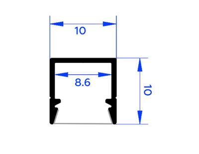 Алюминиевый профиль накладной GP1650AL серебро 2000*10*10, 4 заглушки, 4 крепления в комплекте