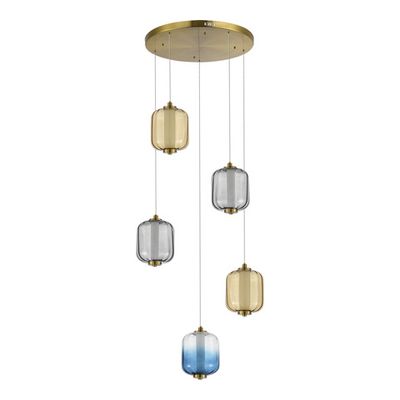 SL1193.303.05 Светильник подвесной ST-Luce Латунь/Янтарный,Дымчатый,Голубой LED 5*10W 3000K