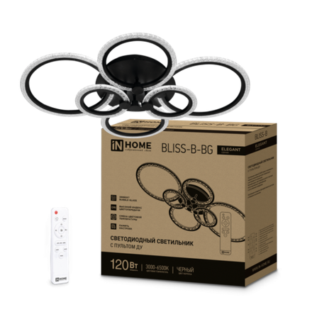 Светильник светодиодный ELEGANT BLISS-B-BG 120Вт 3000-6500К 8400лм 230В 780х550х130мм с пультом ДУ черн. IN HOME 4690612051857