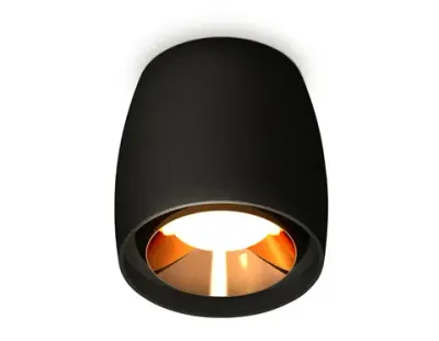 Комплект накладного светильника XS1142004 SBK/PYG черный песок/золото желтое полированное MR16 GU5.3 (C1142, N7034)