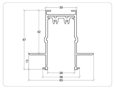 Шинопровод встраиваемый под ГКЛ 12,6мм Magnetic 220V GL1010 BK черный IP20 2000*62.5*56 (заглушки в комплекте)